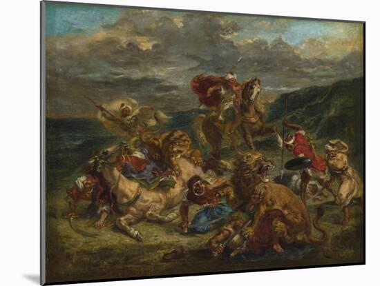 Lion Hunt, 1860-61-Ferdinand Victor Eugene Delacroix-Mounted Giclee Print