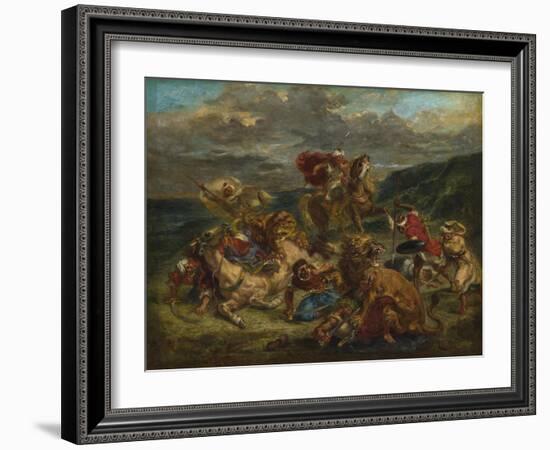 Lion Hunt, 1860-61-Ferdinand Victor Eugene Delacroix-Framed Giclee Print