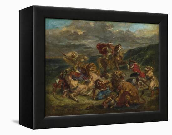 Lion Hunt, 1860-61-Ferdinand Victor Eugene Delacroix-Framed Premier Image Canvas