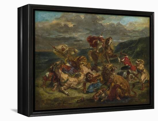 Lion Hunt, 1860-61-Ferdinand Victor Eugene Delacroix-Framed Premier Image Canvas