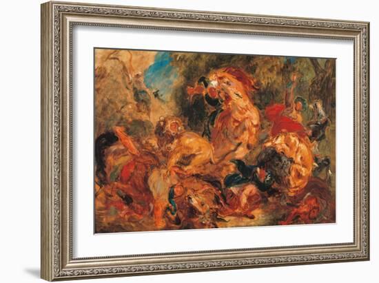 Lion Hunt, study-Eugene Delacroix-Framed Art Print