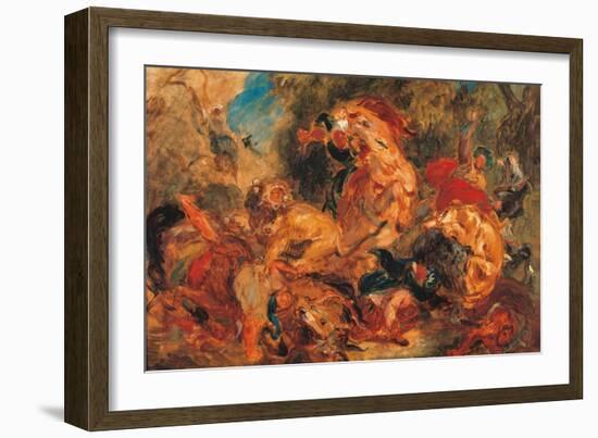 Lion Hunt, study-Eugene Delacroix-Framed Art Print