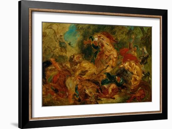 Lion Hunt-Eugene Delacroix-Framed Giclee Print