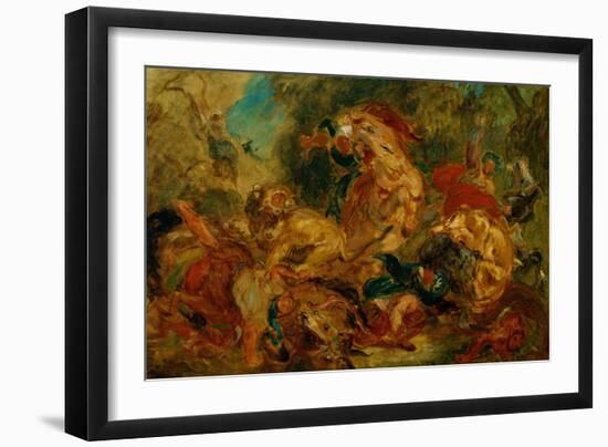 Lion Hunt-Eugene Delacroix-Framed Giclee Print