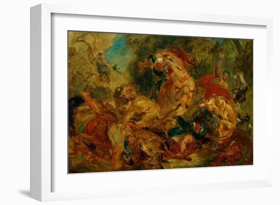 Lion Hunt-Eugene Delacroix-Framed Giclee Print