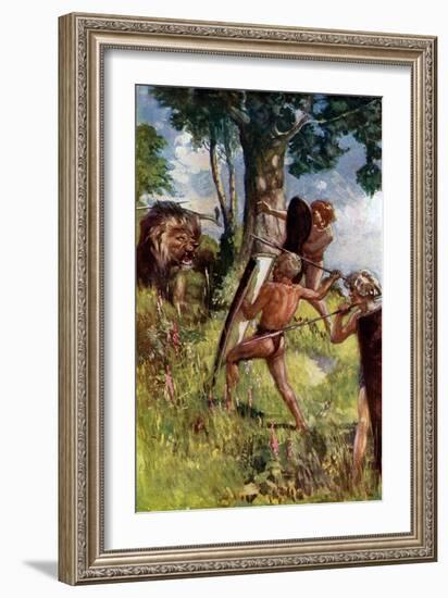 Lion Hunters of the European Bronze Age-null-Framed Premium Giclee Print