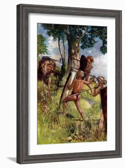 Lion Hunters of the European Bronze Age-null-Framed Premium Giclee Print