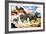 Lion Hunting Zebras-G. W Backhouse-Framed Giclee Print