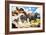 Lion Hunting Zebras-G. W Backhouse-Framed Giclee Print