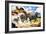 Lion Hunting Zebras-G. W Backhouse-Framed Giclee Print