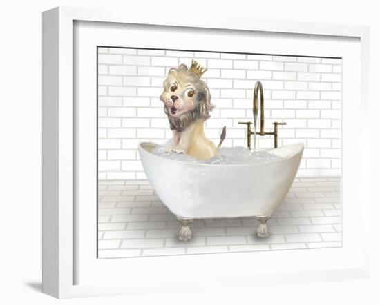 Lion In Bathtub-Matthew Piotrowicz-Framed Art Print