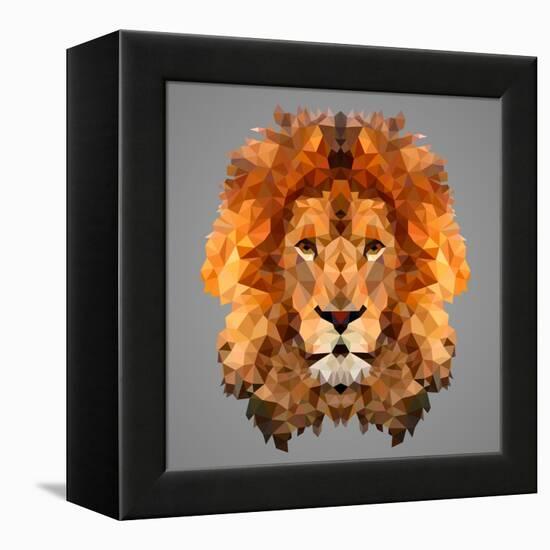 Lion Low Poly Portrait-kakmyc-Framed Stretched Canvas