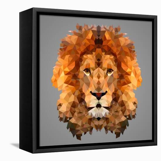 Lion Low Poly Portrait-kakmyc-Framed Stretched Canvas