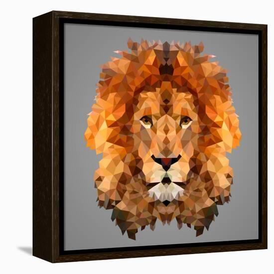 Lion Low Poly Portrait-kakmyc-Framed Stretched Canvas