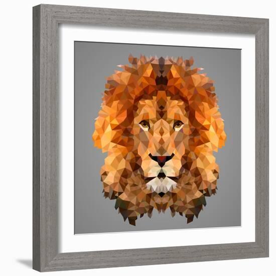 Lion Low Poly Portrait-kakmyc-Framed Art Print