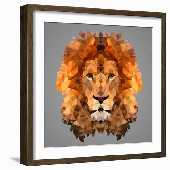 Lion Low Poly Portrait-kakmyc-Framed Art Print