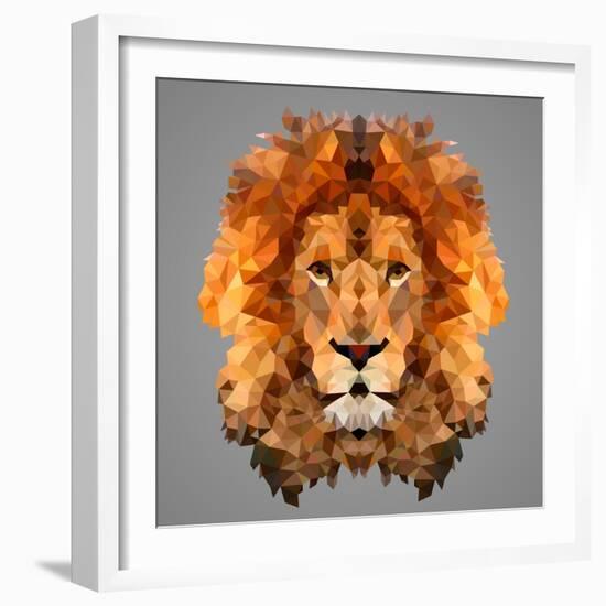 Lion Low Poly Portrait-kakmyc-Framed Art Print