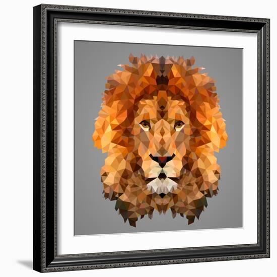 Lion Low Poly Portrait-kakmyc-Framed Art Print