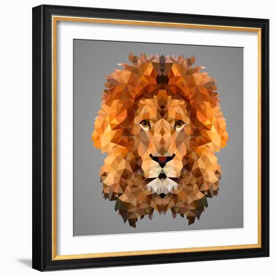 Lion Low Poly Portrait-kakmyc-Framed Art Print