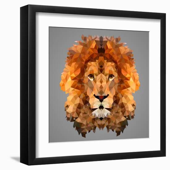 Lion Low Poly Portrait-kakmyc-Framed Art Print