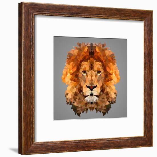 Lion Low Poly Portrait-kakmyc-Framed Art Print