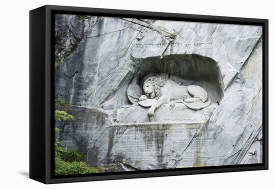 Lion Monument by Lucas Ahorn for Swiss Soldiers Who Died in the French Revolution-Christian Kober-Framed Premier Image Canvas