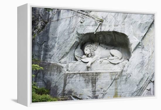 Lion Monument by Lucas Ahorn for Swiss Soldiers Who Died in the French Revolution-Christian Kober-Framed Premier Image Canvas