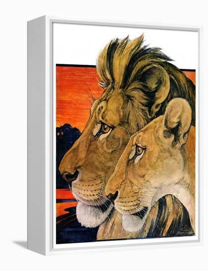 "Lion Pair,"April 27, 1929-Paul Bransom-Framed Premier Image Canvas