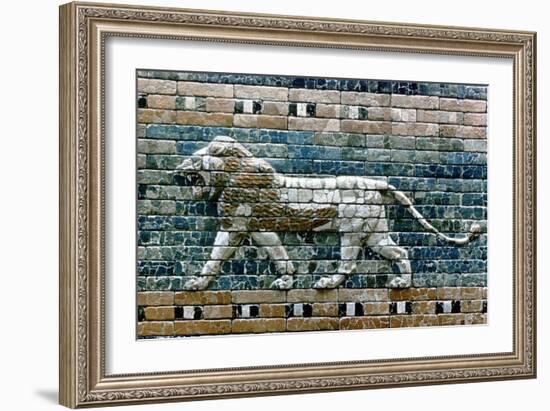 Lion Passant from Wall of the Sacred Way to the Ishtar Gate, Babylon (Ira), C575 BC-null-Framed Giclee Print