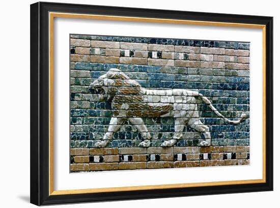 Lion Passant from Wall of the Sacred Way to the Ishtar Gate, Babylon (Ira), C575 BC-null-Framed Giclee Print