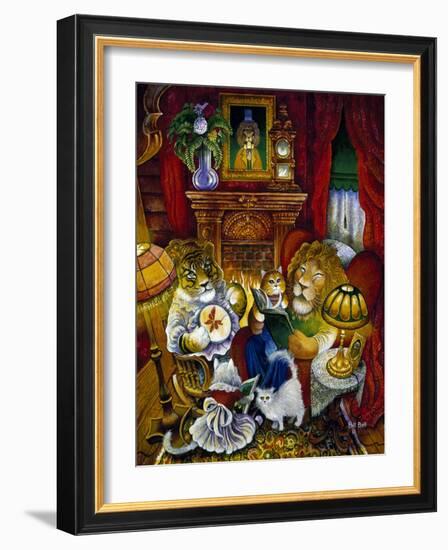 Lion Reading a Book-Bill Bell-Framed Giclee Print