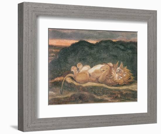 Lion Resting on His Back-Antoine Louis Barye-Framed Giclee Print