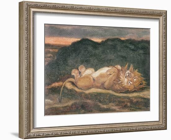 Lion Resting on His Back-Antoine Louis Barye-Framed Giclee Print