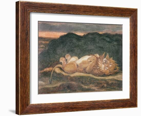 Lion Resting on His Back-Antoine Louis Barye-Framed Giclee Print