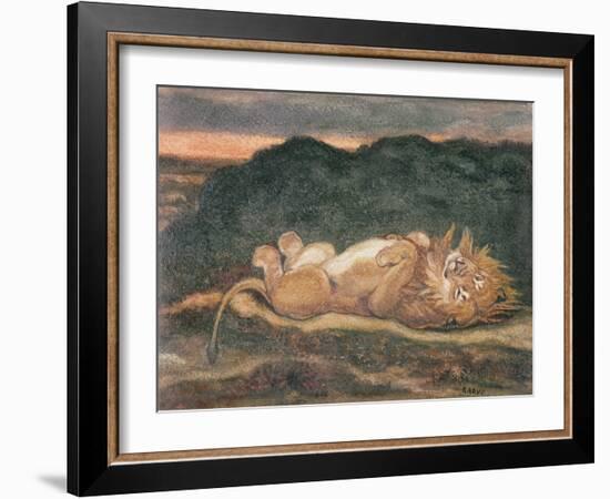 Lion Resting on His Back-Antoine Louis Barye-Framed Giclee Print