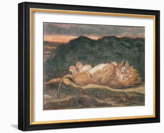 Lion Resting on His Back-Antoine Louis Barye-Framed Giclee Print