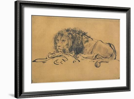 Lion Resting, Turned to the Left, C1650-Rembrandt van Rijn-Framed Giclee Print