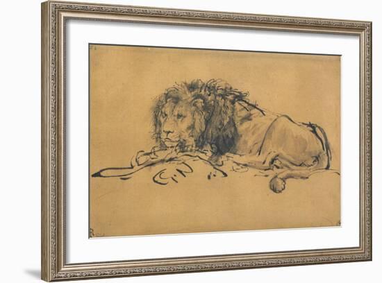 Lion Resting, Turned to the Left, C1650-Rembrandt van Rijn-Framed Giclee Print