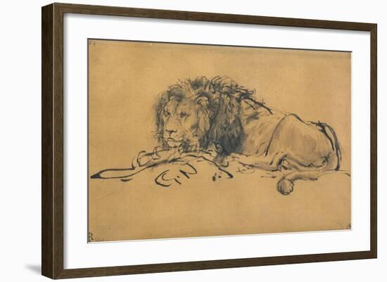 Lion Resting, Turned to the Left, C1650-Rembrandt van Rijn-Framed Giclee Print