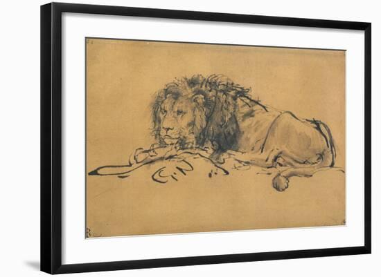 Lion Resting, Turned to the Left, C1650-Rembrandt van Rijn-Framed Giclee Print