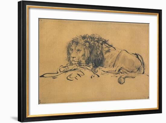 Lion Resting, Turned to the Left, C1650-Rembrandt van Rijn-Framed Giclee Print