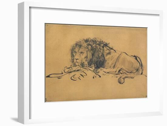 Lion Resting, Turned to the Left, C1650-Rembrandt van Rijn-Framed Giclee Print