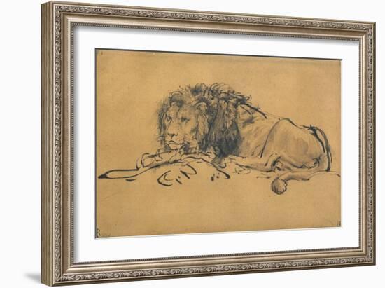 Lion Resting, Turned to the Left, C1650-Rembrandt van Rijn-Framed Giclee Print