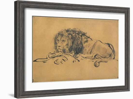 Lion Resting, Turned to the Left, C1650-Rembrandt van Rijn-Framed Giclee Print