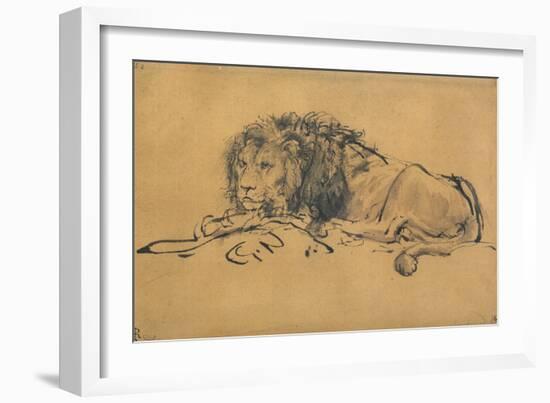 Lion Resting, Turned to the Left, C1650-Rembrandt van Rijn-Framed Giclee Print