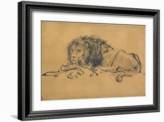 Lion Resting, Turned to the Left, C1650-Rembrandt van Rijn-Framed Giclee Print