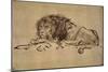 Lion Resting, Turned to the Left-Rembrandt van Rijn-Mounted Giclee Print