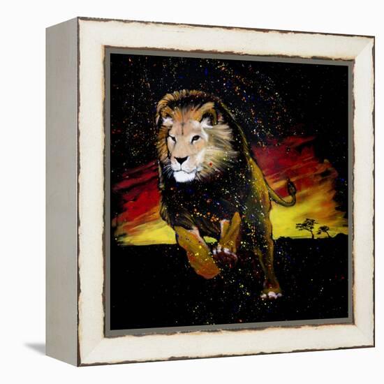 Lion Running-null-Framed Stretched Canvas