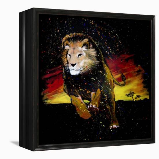 Lion Running-null-Framed Stretched Canvas