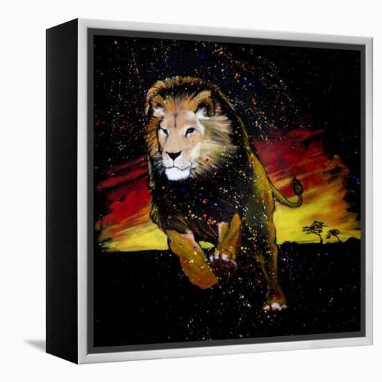 Lion Running-null-Framed Stretched Canvas